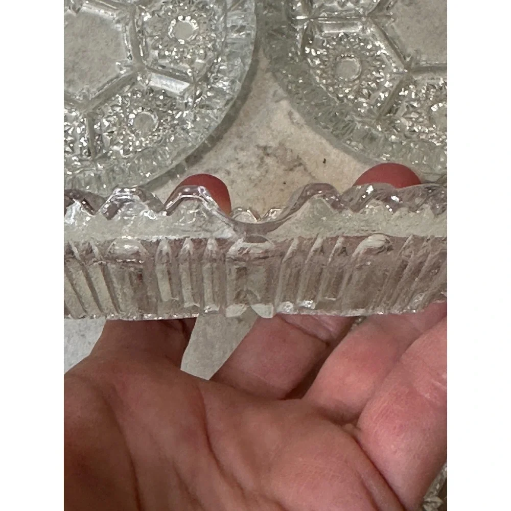 Vintage Italian Crystal Coasters Set of 4 Starburst Geometric with Scalloped Rim